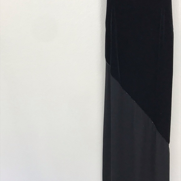 Rimini 6 Black Velvet Chiffon Dress Gown Beaded - Picture 2 of 8